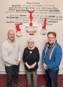  ‘The Play’s the Thing’, pictured with the Theatre’s president, Margaret Kinley, Commissioned local sculptor, Andy Shaw, and WLT Chairman Paul Dawson.
